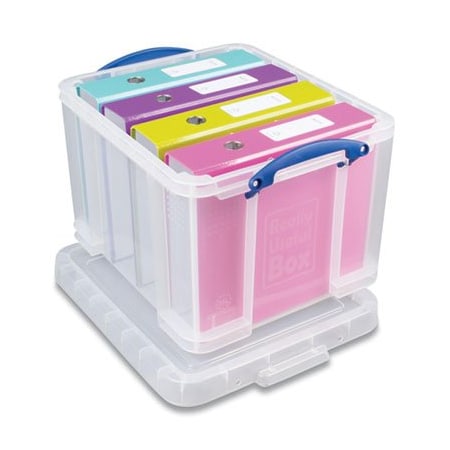 Really Useful Box Storage Bin, Clear/Blue, 3 PK 32CPK3CB
